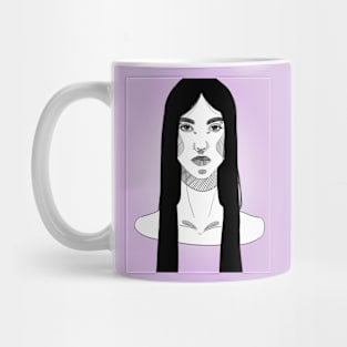 Hand-Sketched Woman With Long Hair Mug